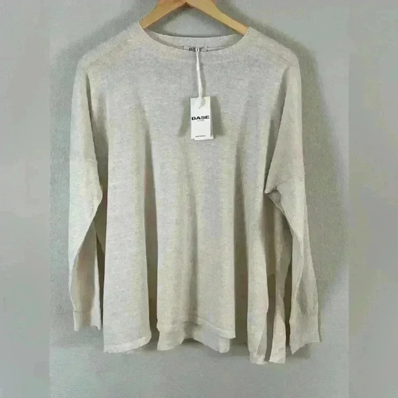 Base Milano Tops - Base Milano Italy Lino Flax/Cotton Blend Long Sleeve Cream Top Women's 42 NWT